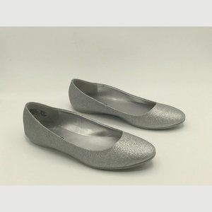 American Eagle Silver Glitter Ballet Flats Women's